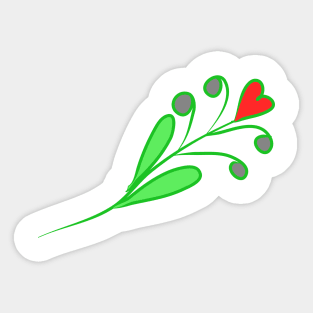 Flower with a heart-shaped bud. Interesting design, modern, interesting drawing. Hobby and interest. Concept and idea. Sticker